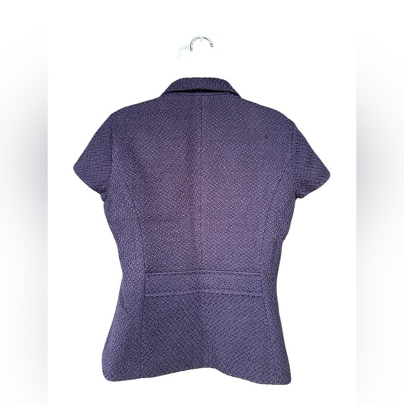 Coldwater Creek Jacket Womans Size 12 Purple Cap Sleeve Boucle Tweed Blazer Coat - Picture 3 of 10